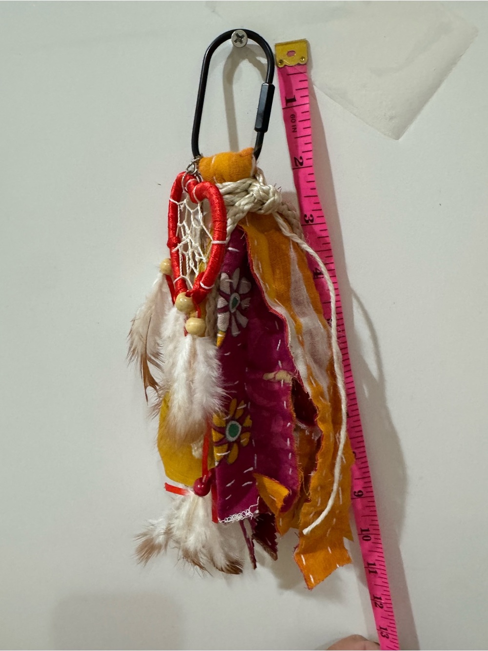 Bohemian Feather Dreamcatcher Keychain - Pink & Yellow Purse Charm
